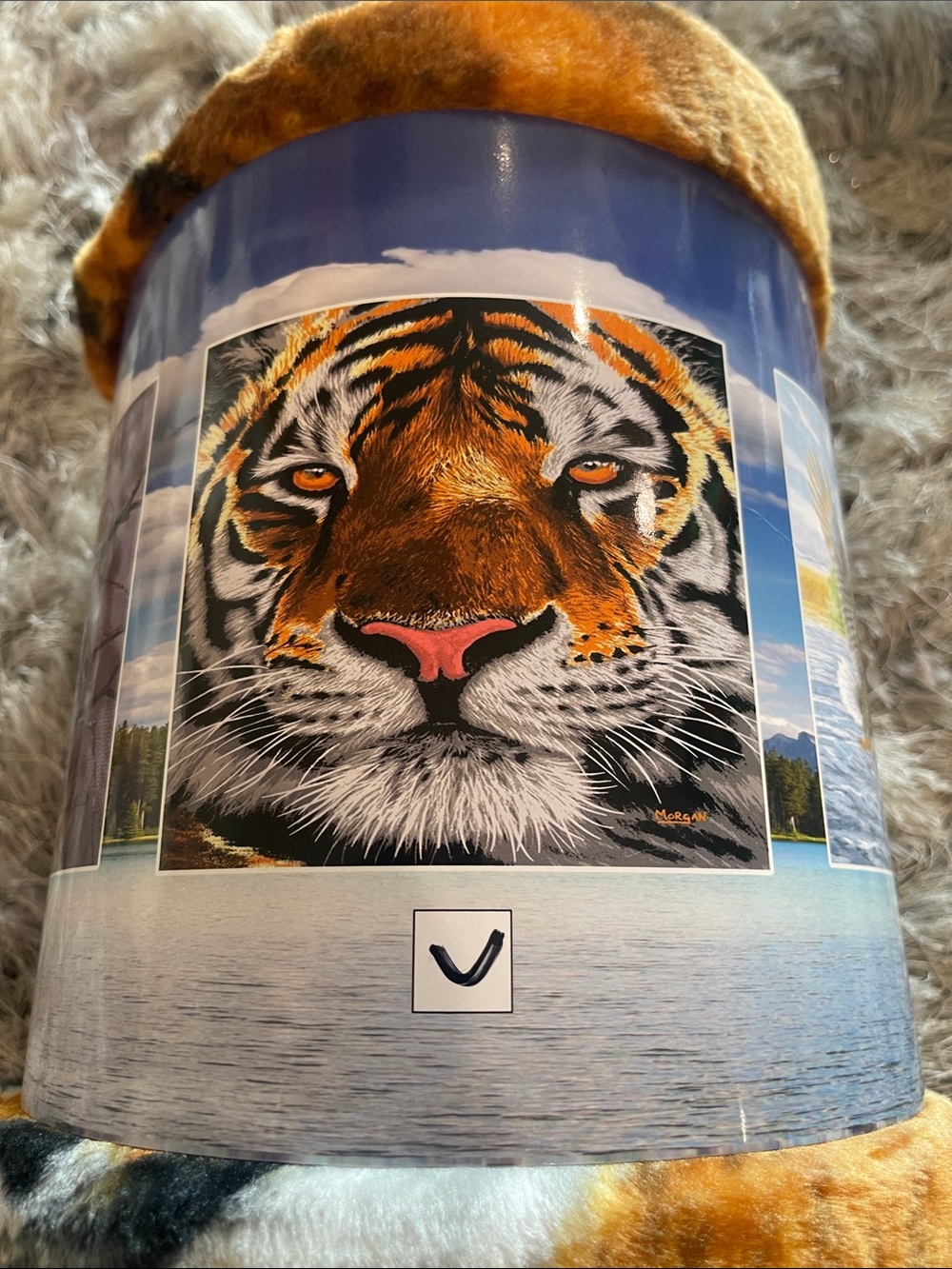 Plush Tiger Print Throw Blanket - Multicolor